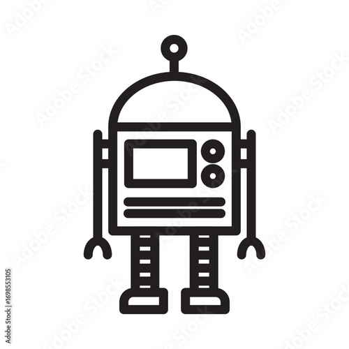 funny cartoon robot with sign