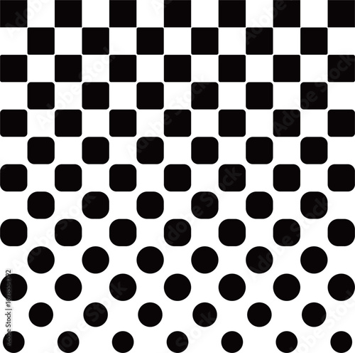 白黒で段々水玉になる市松模様　169マス　Web　Adobe Illustrator Artwork