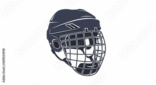 Vector Illustration of a Hockey Helmet with Protective Cage for Sports Equipment and Safety Gear Designs for Athletic and Recreational Use