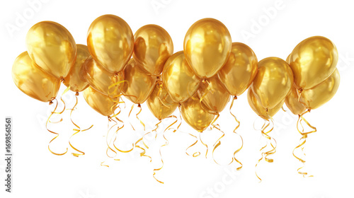 golden ballons isolated on white background