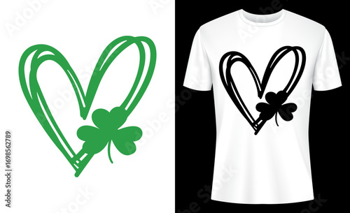 Shamrock And Heart St Patrick's Day T-shirt Design