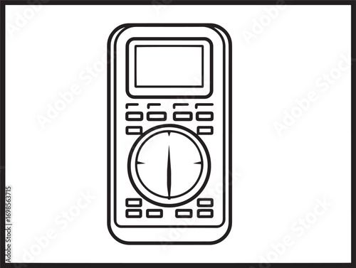 Digital Multimeter Icon in Clean Minimal Vector Line Illustration Style
