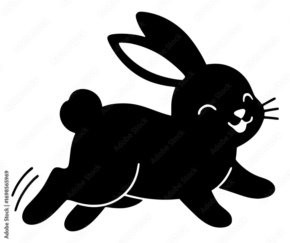 Fototapeta premium Happy Jumping Black Rabbit Silhouette