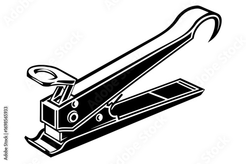 Black and white illustration of a nail clipper tool