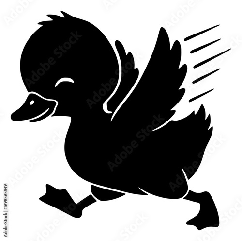 Happy Running Duckling Silhouette