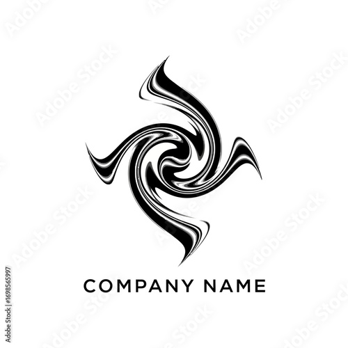 Abstract Black and White Swirl Design for Logo or Graphic Element.