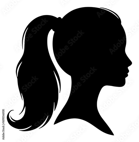 Silhouette of a woman with a ponytail in profile