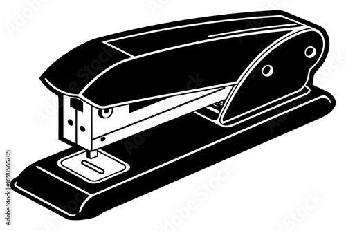 Black and white illustration of a standard office stapler