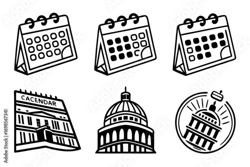 Calendar icons featuring capitol building and government buildings