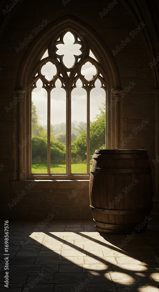 Naklejka premium Gothic Tranquility: A 3D Rendered Sanctuary