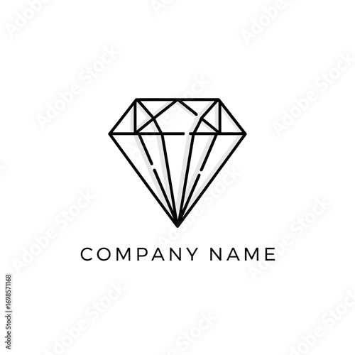 Geometric Diamond Logo Design in Black Line Art Style.