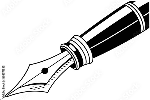 Classic fountain pen nib and barrel illustration