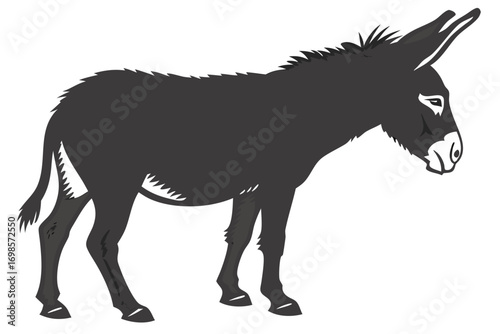 Stylized silhouette of a donkey standing still