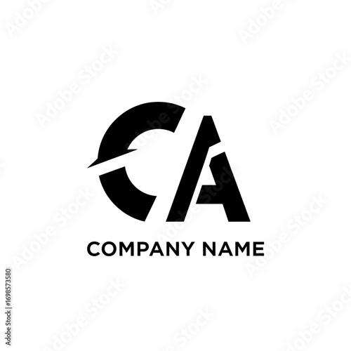 Modern Black CA Logo with Company Name for Business Branding.