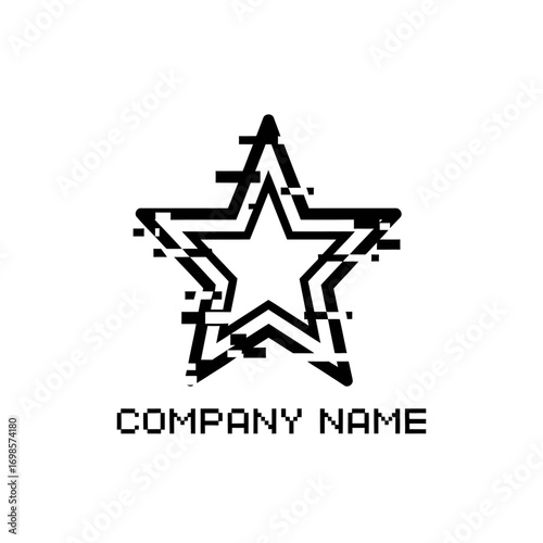 Modern Glitched Star Symbol for Company Logo Design.
