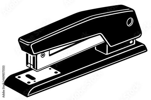 Black and white illustration of a classic stapler