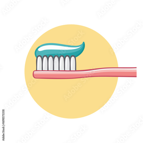 A clean and simple graphic of a toothbrush with a dollop of toothpaste, perfect for dental health and hygiene concepts