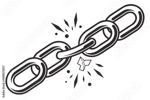 Broken chain link symbolizing freedom and breaking barriers