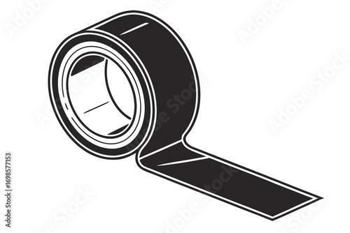 Black roll of tape with unrolled strip