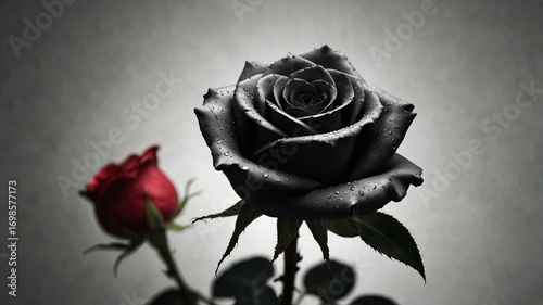 Black rose placed in neutral surroundings symbolizing sadness, solitude, and emotional depth captured through minimalist composition, soft tones, and symbolic floral imagery in a contemplative setting