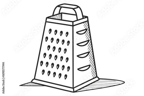 Hand drawn illustration of a kitchen grater with multiple grating surfaces