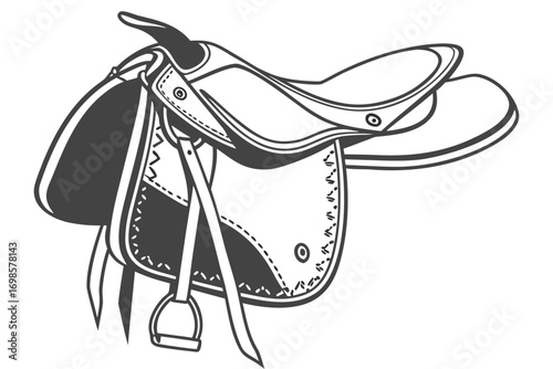 Classic western saddle illustration