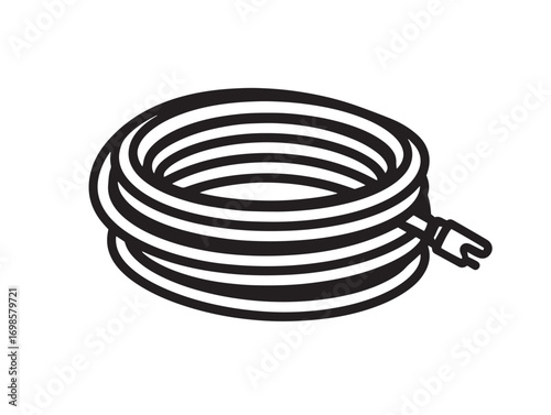 Electrical Extension Cord Symbol in Stylish Modern Black Vector Design