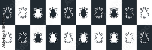 Shield set. collection shield security line icons, sign, logo or emblem. Vector illustration
