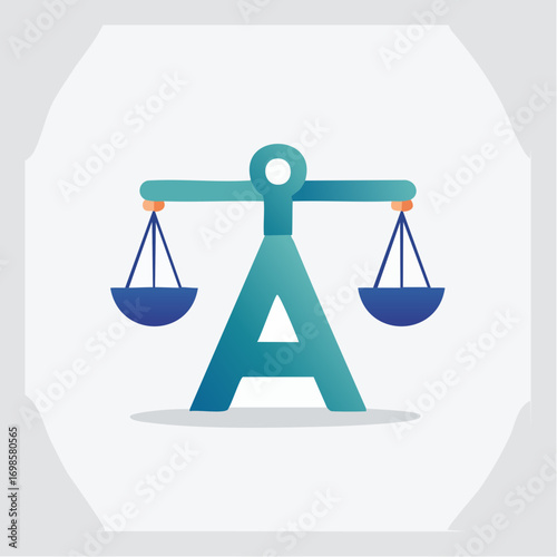 Abstract symbolic scales concept with letter A form in a contemporary design application