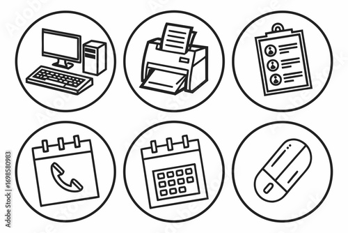 Office icons for business and communication