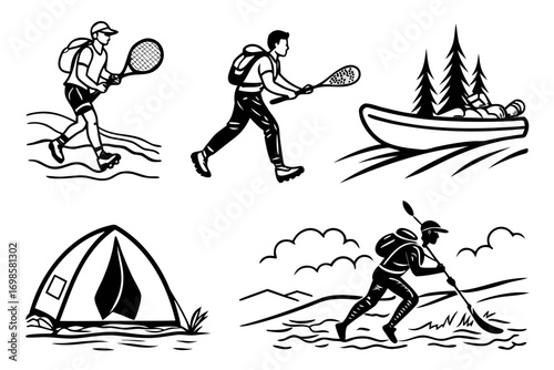 Outdoor activities and sports vector illustrations