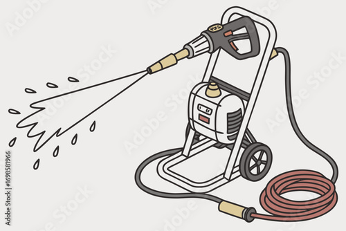 Illustration of a pressure washer spraying water