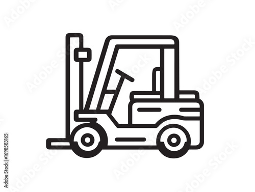 Forklift Machinery Illustration with Sleek Industrial Line Art Concept