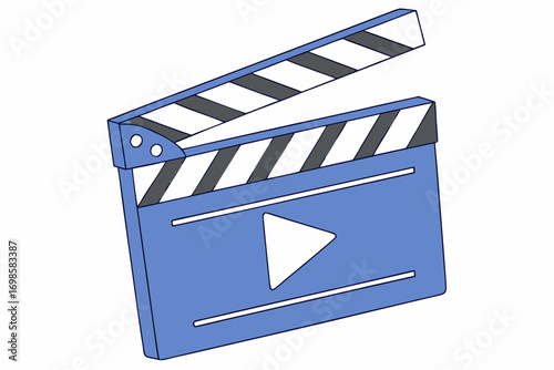Blue clapperboard with play button icon for video production