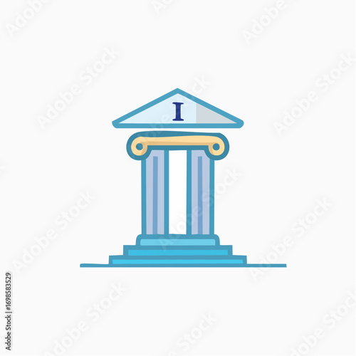 Architectural structure adorned with column design symbolizing institution or financial firm logo