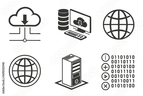 Collection of technology and data icons