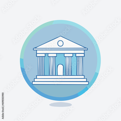Architectural rendition presenting a neoclassical building with dominant column features