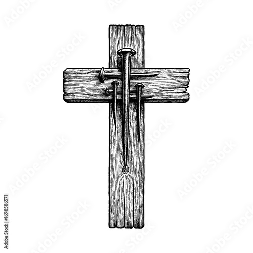 A wooden cross — a symbol of the crucifixion and sacrifice of Jesus Christ for the sins of humanity.