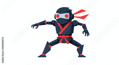 A cartoon robot ninja in a defensive pose