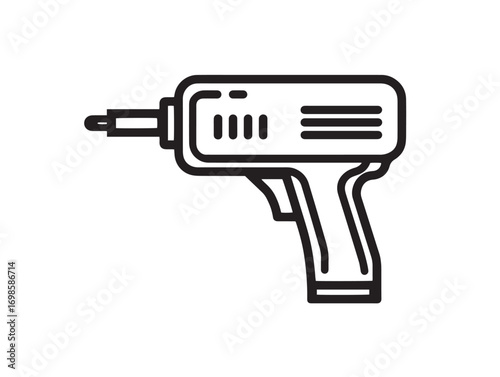 Minimal Vector Heat Gun Tool Illustration with Clean Line Drawing