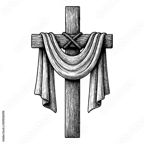 A wooden cross — a symbol of the crucifixion and sacrifice of Jesus Christ for the sins of humanity.