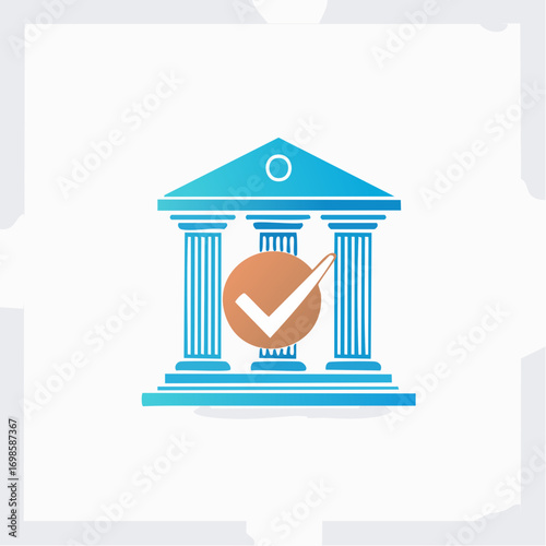 Building verification icon with gradient colors for digital security and compliance checks