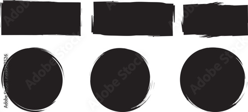 Rectangle Brush stroke, ink paint brush, grunge box. Grunge round shape.Black square shapes with brush borders.