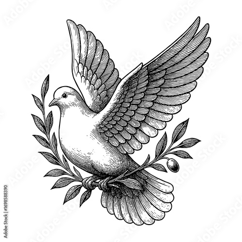 A dove carrying an olive branch, symbolizing peace, purity, and the good news of hope
