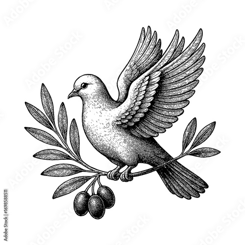 A dove carrying an olive branch, symbolizing peace, purity, and the good news of hope
