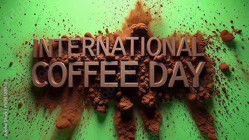 Celebrate International Coffee Day with a dynamic explosion of rich coffee powder.