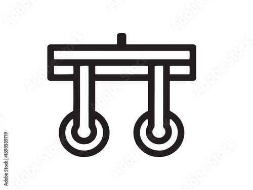 Industrial Hoist Icon Illustration with Clean Vector Line Drawing