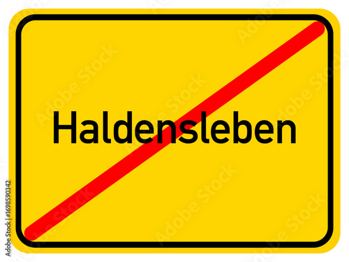 Illustration of a city exit sign for the city of Haldensleben