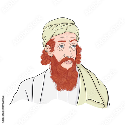 Great greek scientist and philosopher pythagoras flat vector illustration