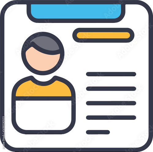 Simple Outlined Employee Identification Card Design with Person Illustration